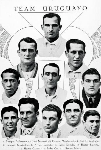 老照片-1930世界杯冠军11人 乌拉圭的235阵容