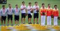 图文-奥运会射箭男子团体决赛 三国队员在领奖台上
