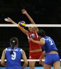 图文-奥运会17日女排小组赛赛况 高大的俄罗斯队员