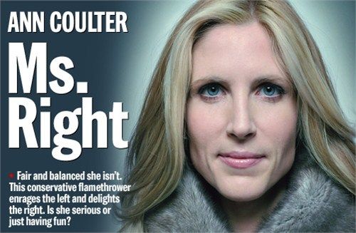 美国著名的保守派政治评论家安·考特(ann coulter)