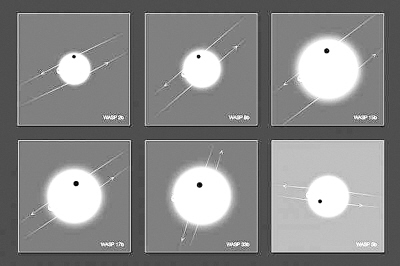 (WASP)ŷ̨(ESO)ֵͬķתϵǡÿͼͼǣԼͷתеϵǶڡա״̬С½Ϊ״ι۲⵽طתϵWASP-17b½ΪȽ֮ãӵһĹ(ŷ̨ͼ)