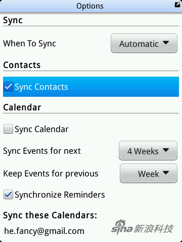 勾选“Sync Contacts” 保持Automatic不变