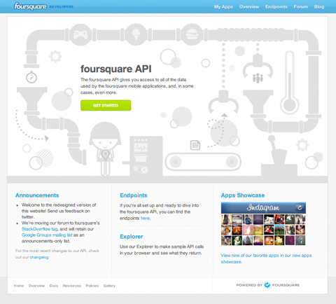 Foursquare周三推出了经过大幅改版的开发者网站