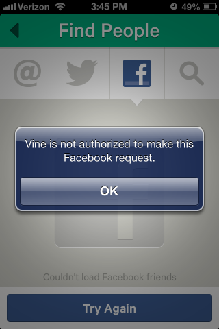 Facebook迅速禁用了Vine的“找人”(Find People)功能