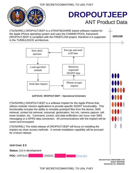 文档称NSA可向苹果公司所有产品植入间谍软件