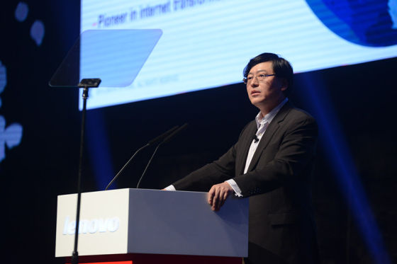 4月22日下午，联想集团董事长兼CEO杨元庆在公司新财年誓师大会上发表主题演讲。