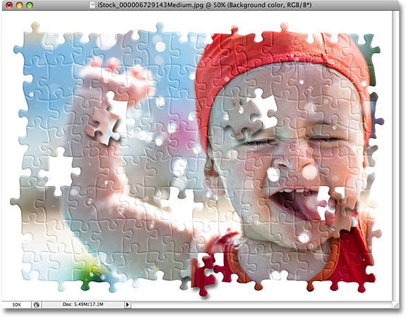 Photoshop将儿童照制作成拼图效果(9)_软件学