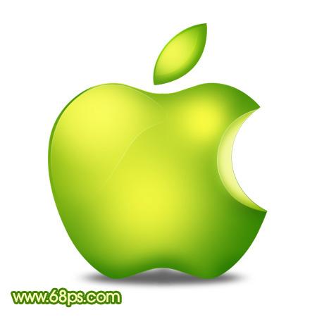 Photoshop制作水晶风格的绿色苹果图标_软件