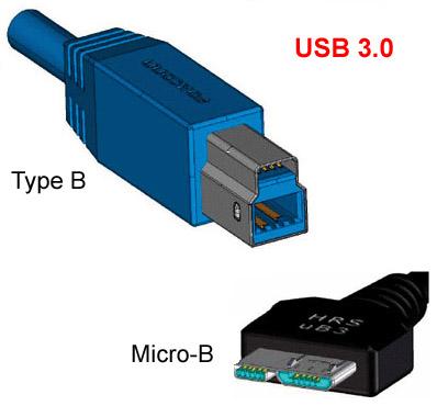 usb 3.0标准b型接口以及micro-b接口示意图