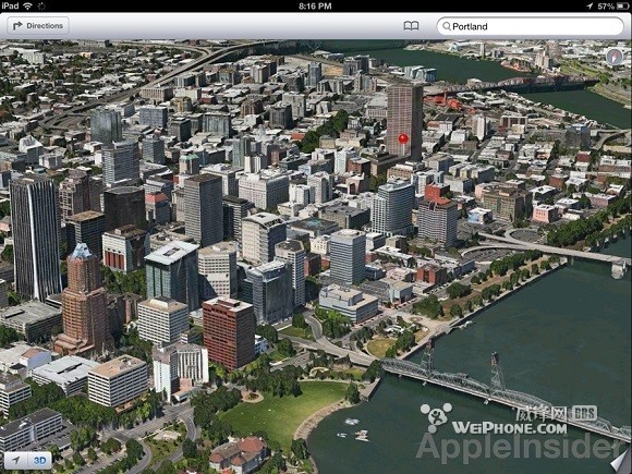 iOS 6 Beta 4添加更多3D城市地图