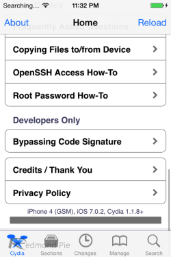 不完美越狱实现！iOS7下Cydia截图曝光 