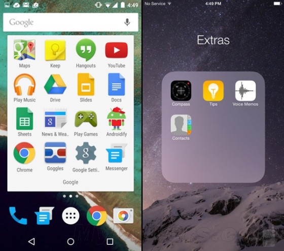海量图：iOS 8.1对比Android 5.0