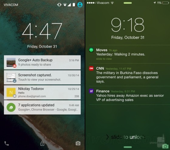 海量图：iOS 8.1对比Android 5.0