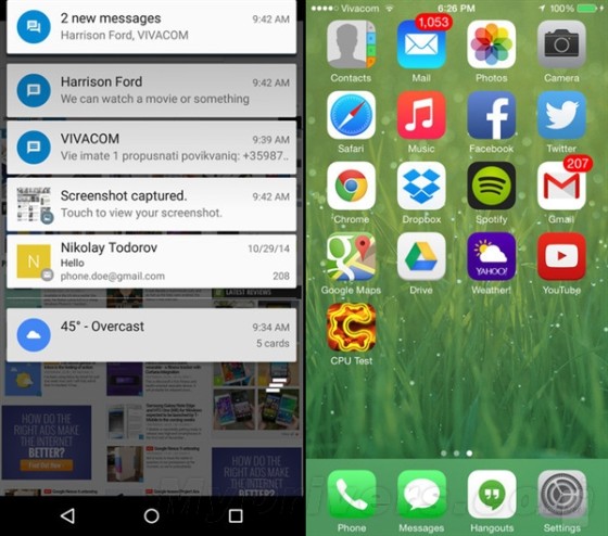 海量图：iOS 8.1对比Android 5.0