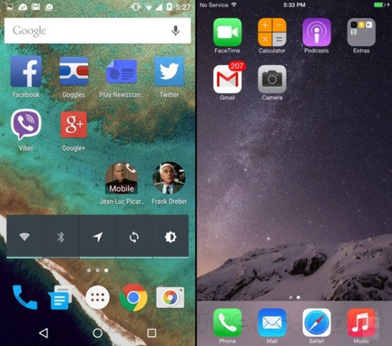 海量图：iOS 8.1对比Android 5.0