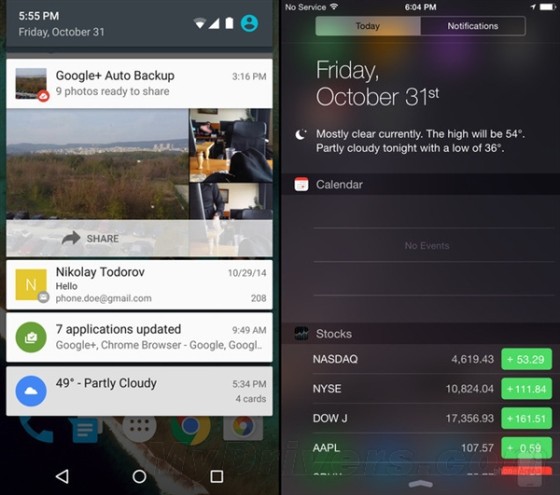 海量图：iOS 8.1对比Android 5.0