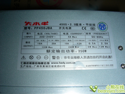 全新标准大水牛450W节能电源仅售299