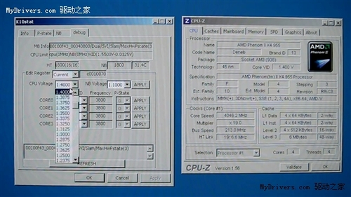 仅只用风冷!AMD羿龙X4 955疯狂超至5G