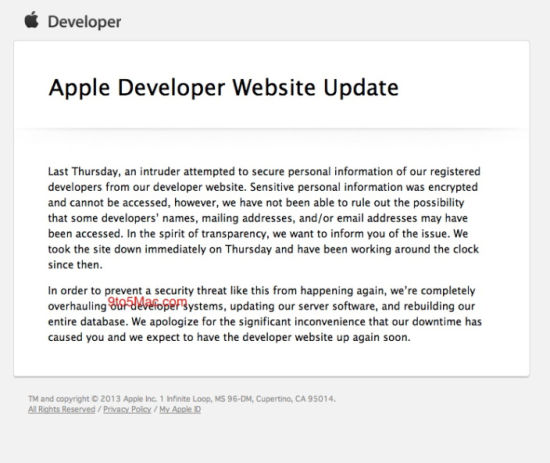 苹果公司:开发者中心宕机源自黑客攻击|苹果|开