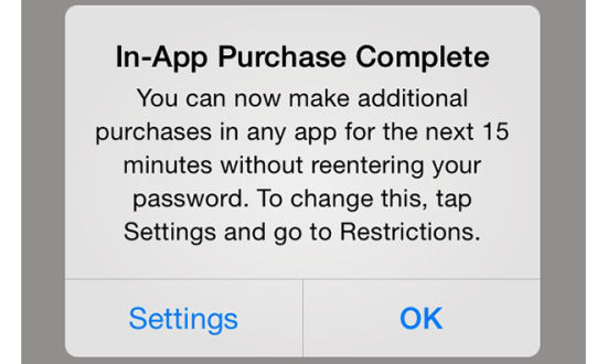 iOS 7.1新增应用内购买15分钟免输密码提醒|iO