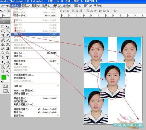 Photoshop粘贴复制法排版证件照_技术