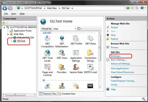 IIS7.0上用自签证书来启用SSL