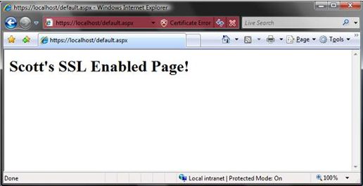 IIS7.0上用自签证书来启用SSL