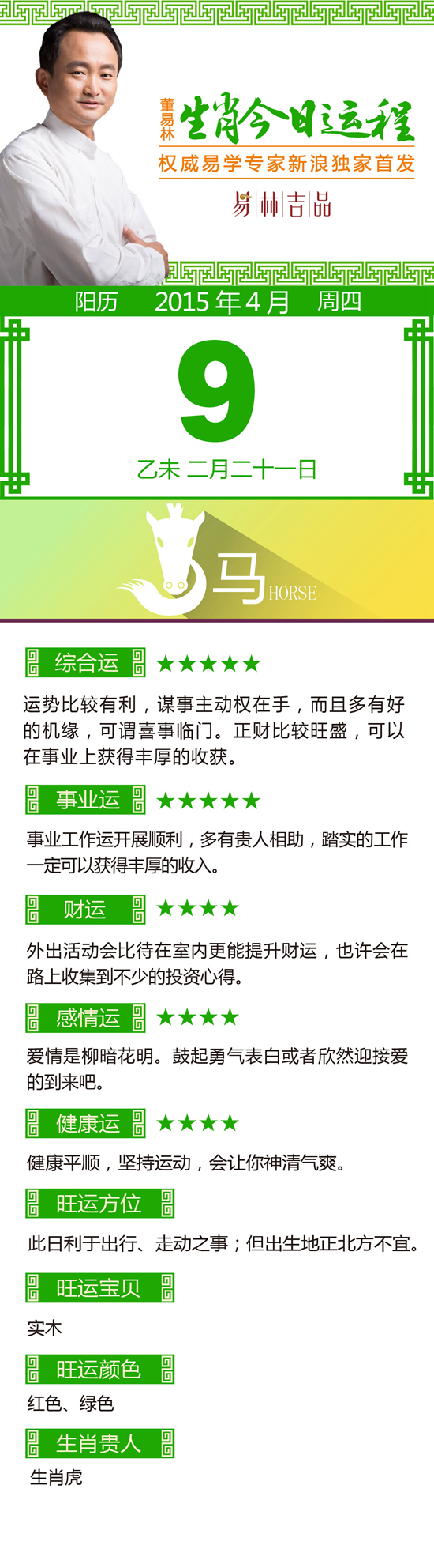 4月9日生肖马运势