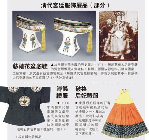 香港展出清朝宫廷服饰 慈禧4寸花盆底鞋首次曝光