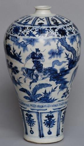 典藏文明之古代瓷器制作术:萧何追韩信图梅瓶