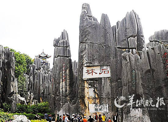 游客在云南石林景区游览(新华社供图) 游客在云南石林景区游览(新华社供图)