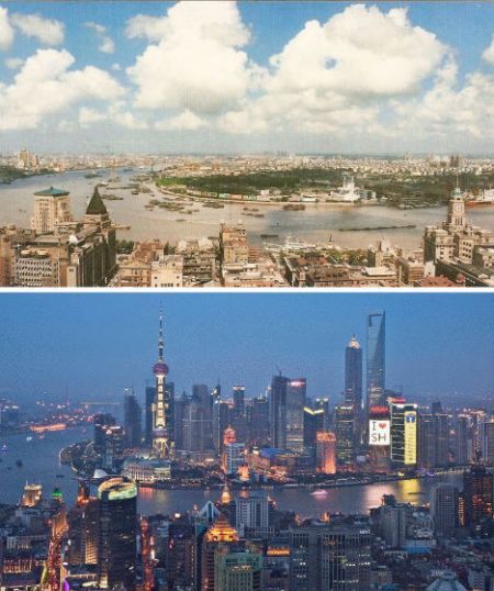 上海1990年和2010年对比照 上海1990年和2010年对比照