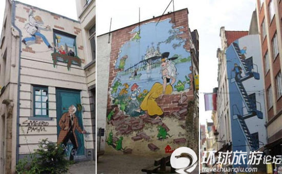 在比利时的街头每面墙都是画布,随处是漫画。 在比利时的街头每面墙都是画布,随处是漫画。