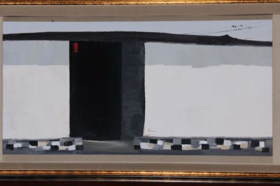 吴冠中2002 年作油画《秋瑾故居 尺寸为70×140cm,2011年12 月3 日