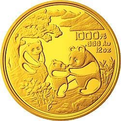 母子相依熊猫金币。