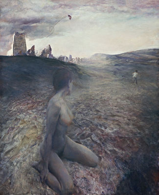 何多苓-海滩-1992年-布面-油画-117×96-cm