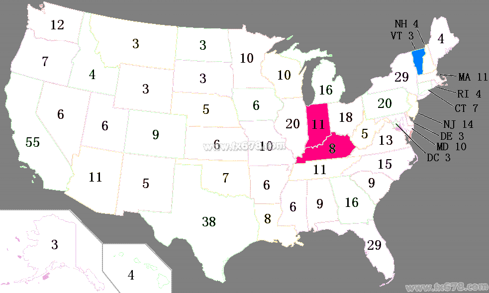 美国各州选举人票和人口_美国各州选举人票数(2)