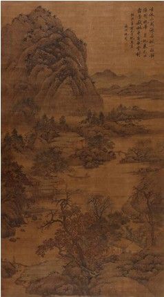 沈周(明) 秋林晚枫图 182×100cm 约16.7平尺 沈周(明) 秋林晚枫图 182×100cm 约16.7平尺