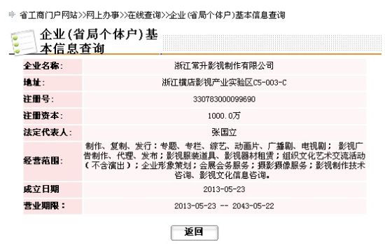 华谊兄弟收购张国立旗下影视公司