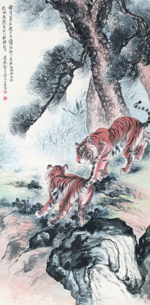 张善孖《双虎》112cm×55cm 张善孖《双虎》112cm×55cm