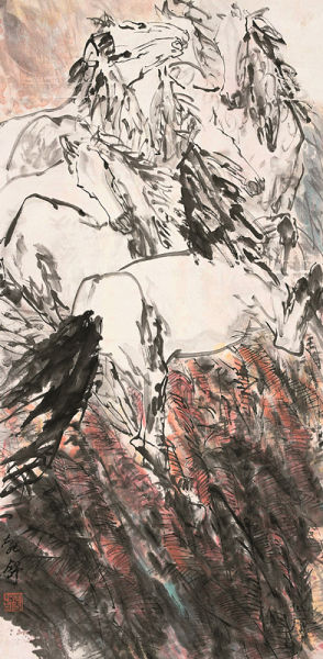 刘勃舒 奔马 196cm×98cm 2007年