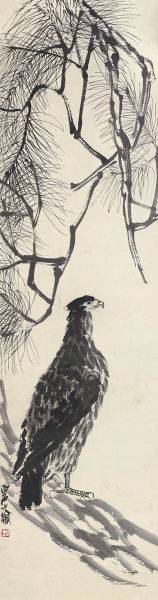 齐白石 松鹰 立轴 设色纸本 178.5×48cm 齐白石 松鹰 立轴 设色纸本 178.5×48cm