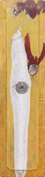 我是谁-白孔雀，贺鹏琪，26X39cm，木板彩绘，2012