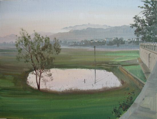 钟耕略《田野晨曦》2014,油彩,麻布,30x40cm