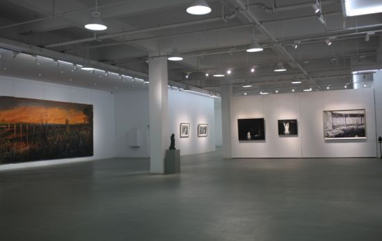 可一美术馆 展厅内正在展出的赵勤、孙俊、沈勤、刘伟冬等艺术家的作品