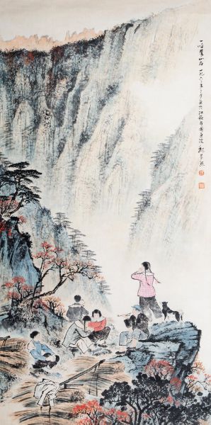 魏紫熙 山水人物 68×139cm 约8.7平尺 魏紫熙 山水人物 68×139cm 约8.7平尺