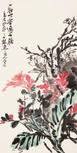 花鸟 68×34 纸本设色 2012