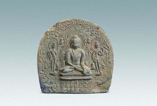 唐 苏常侍造印度佛像 长8.6厘米 宽8.6厘米 厚1.3厘米 陕西历史博物馆藏