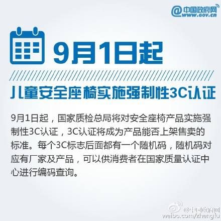 儿童安全座椅实施强制性3C认证