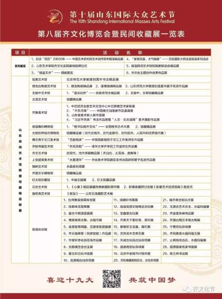 第十届山东国际大众艺术节活动一览表 第十届山东国际大众艺术节活动一览表